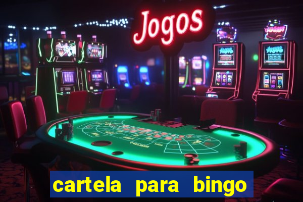 cartela para bingo em branco